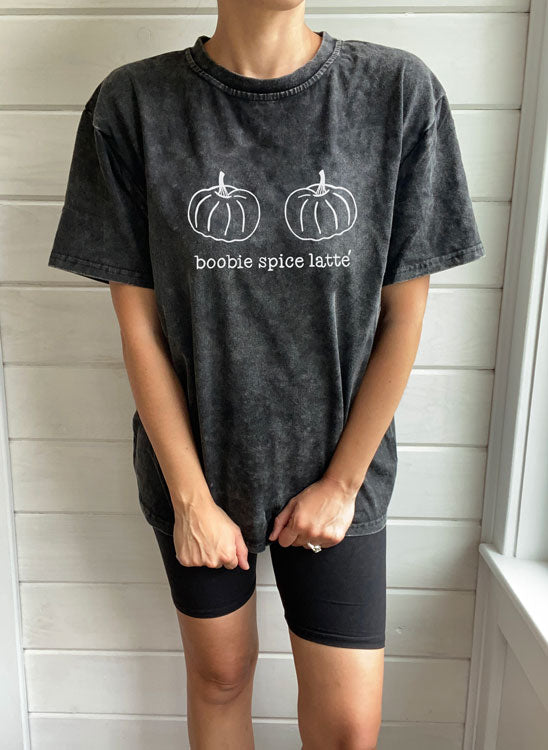 Boobie Spice Latte Acid Wash T-Shirt