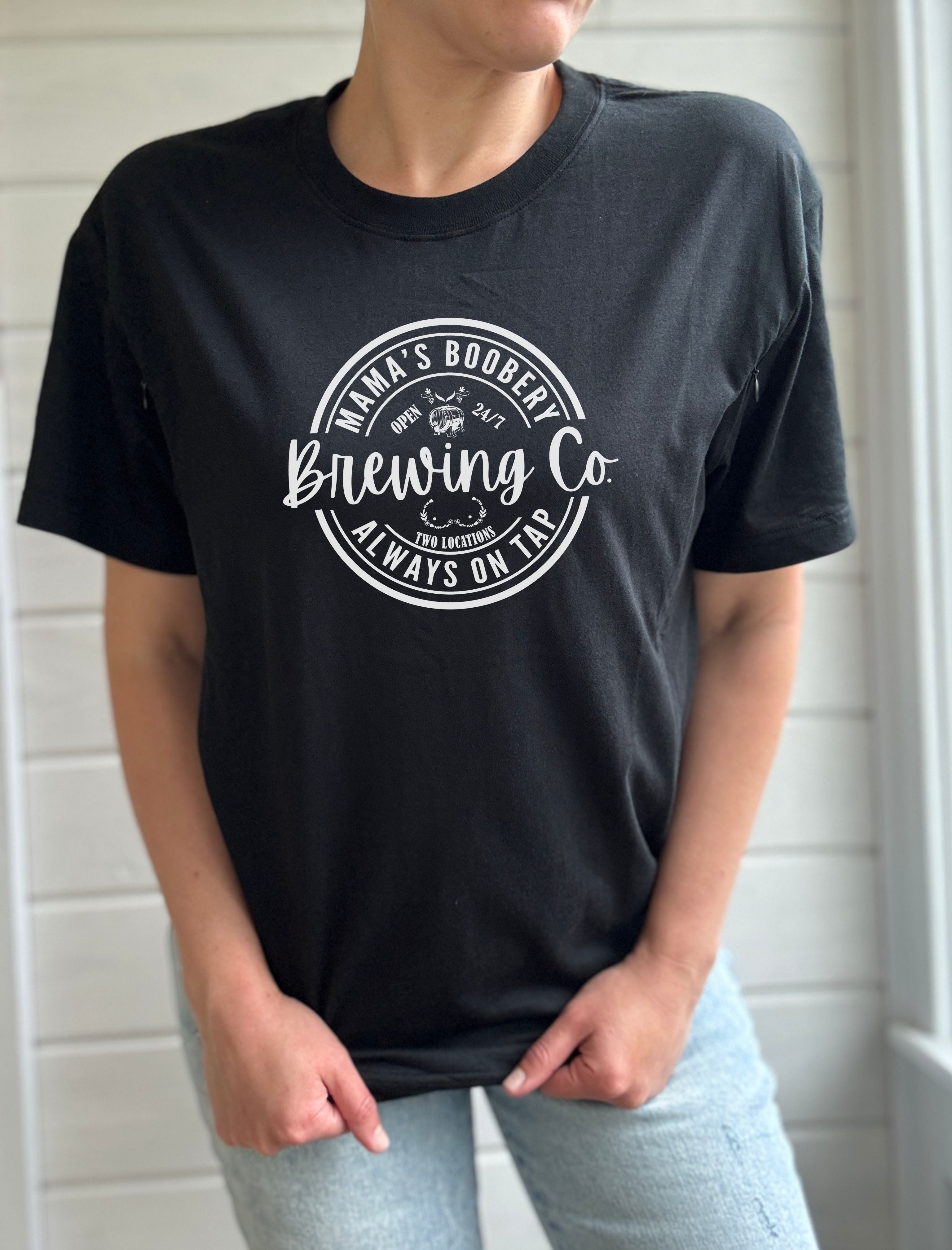 Mama Boobery Brewing Co. Solid Comfort Nursing Friendly T-Shirt