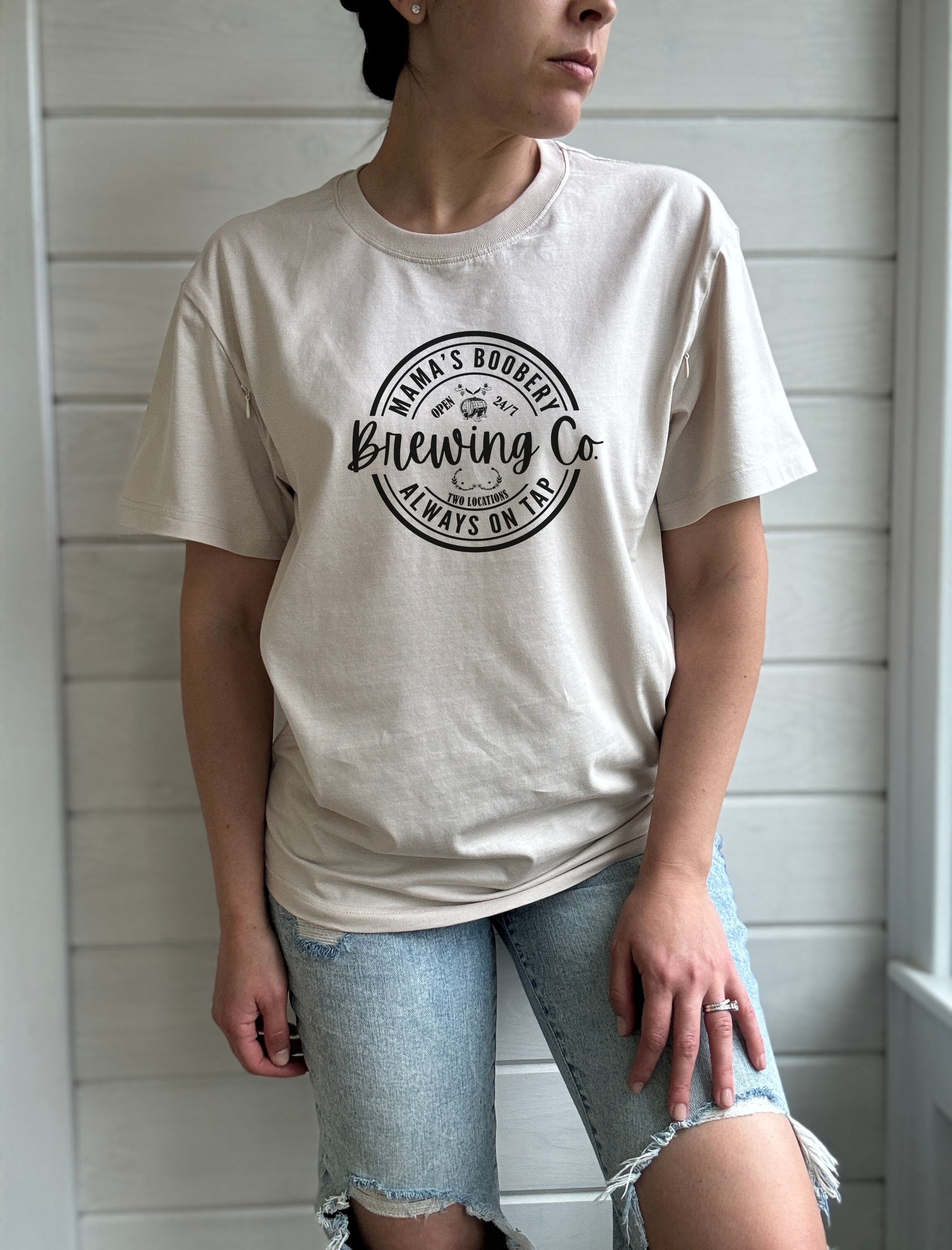 Mama Boobery Brewing Co. Solid Comfort Nursing Friendly T-Shirt
