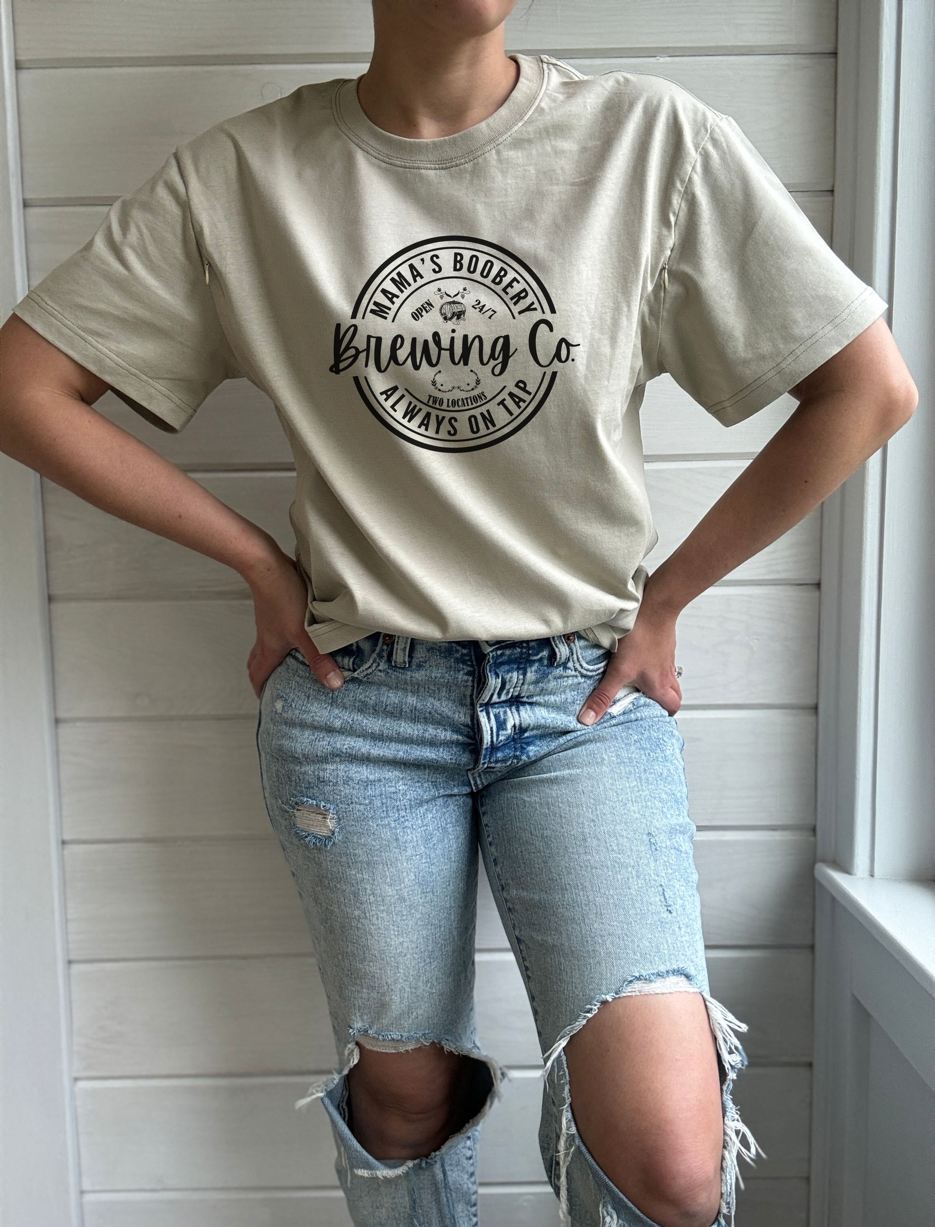 Mama Boobery Brewing Co. Solid Comfort Nursing Friendly T-Shirt