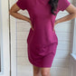 Breastfeeding T-Shirt Dress in dark pink. Two Zippers on right and left side to provide accessibility to nursing mothers. Pockets, rounded hem with two small slits on either side. T-Shirt Style dress perfect to nurse your child in.