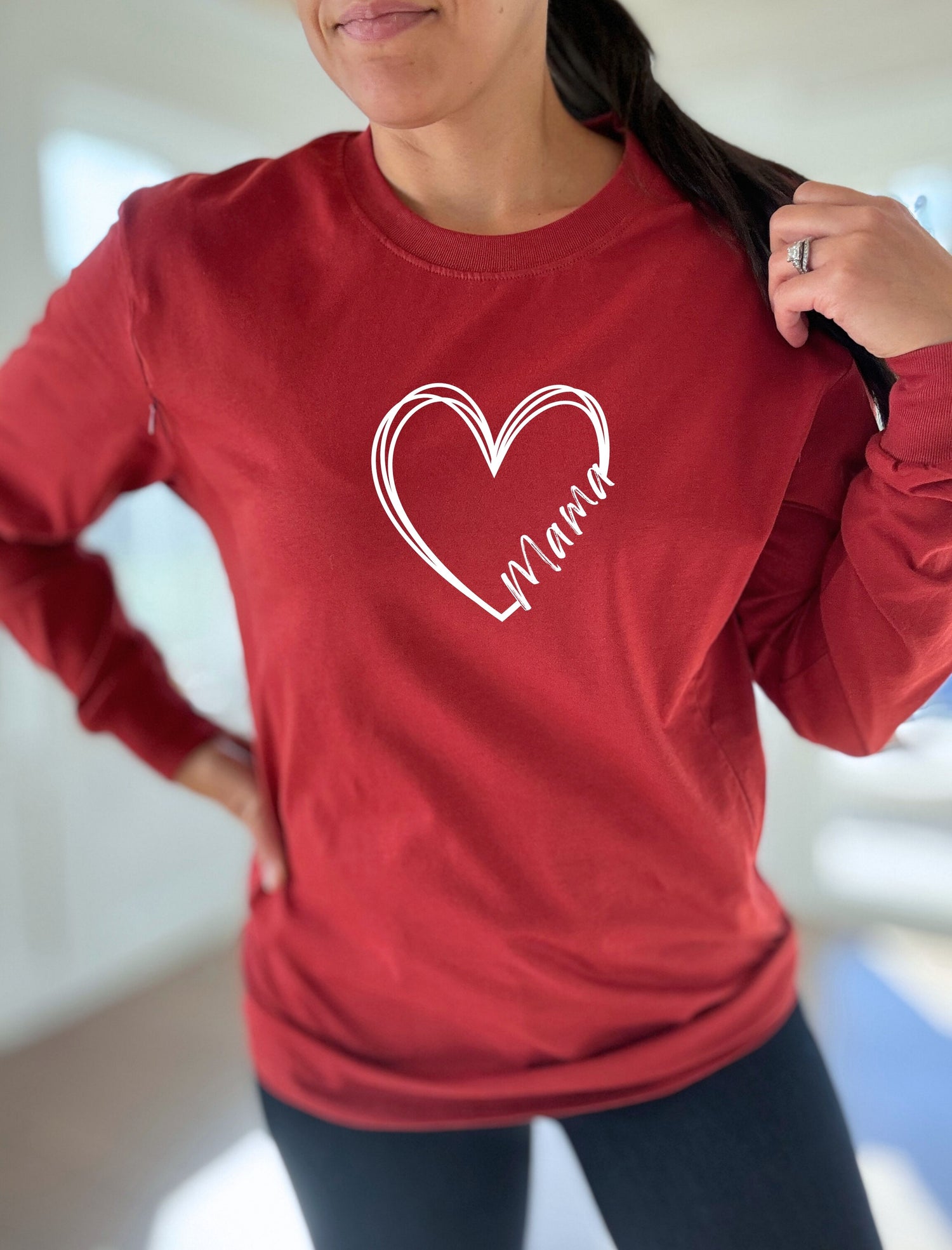 Double Heart Mama Long Sleeve Comfort Tee