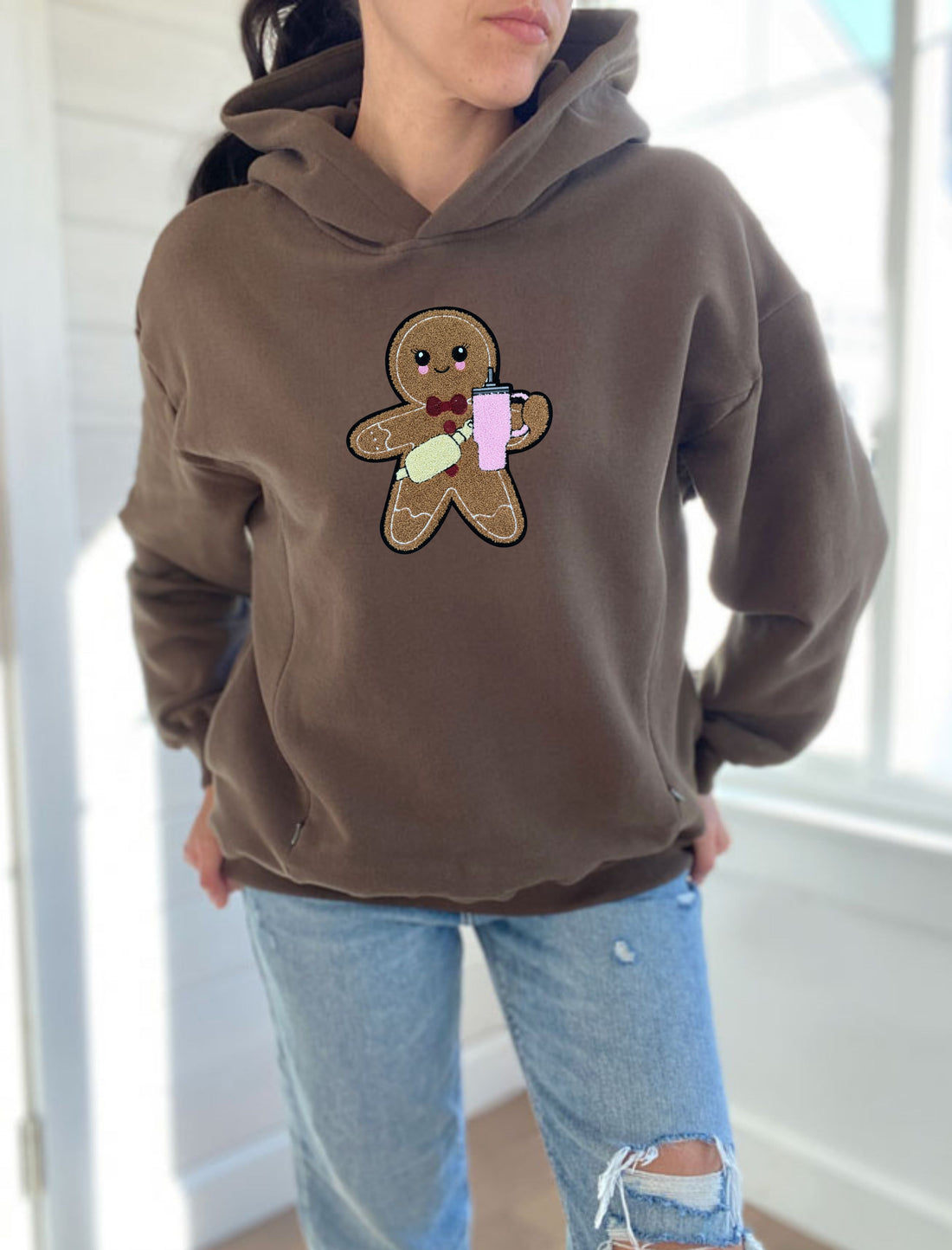 Gingerbread Chenille Patch Hooded Sweatshirt