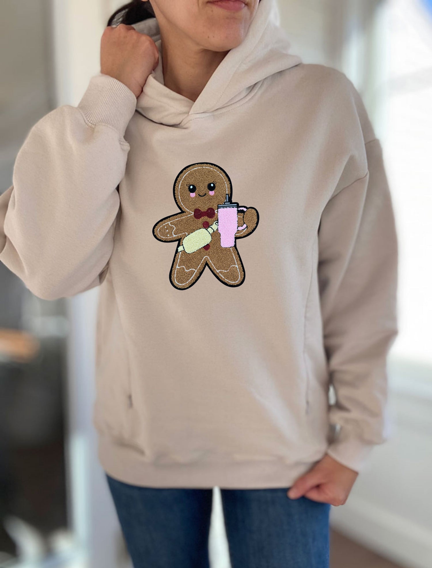 Gingerbread Chenille Patch Hooded Sweatshirt