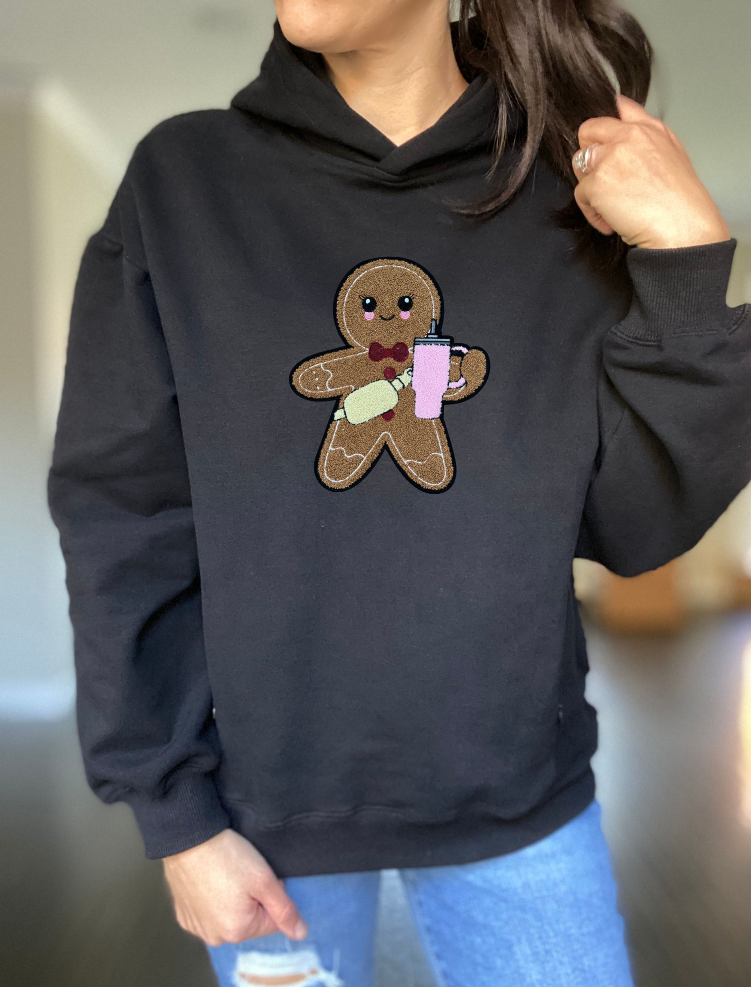 Gingerbread Chenille Patch Hooded Sweatshirt