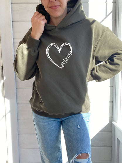 Double Heart Mama Hooded Sweatshirt