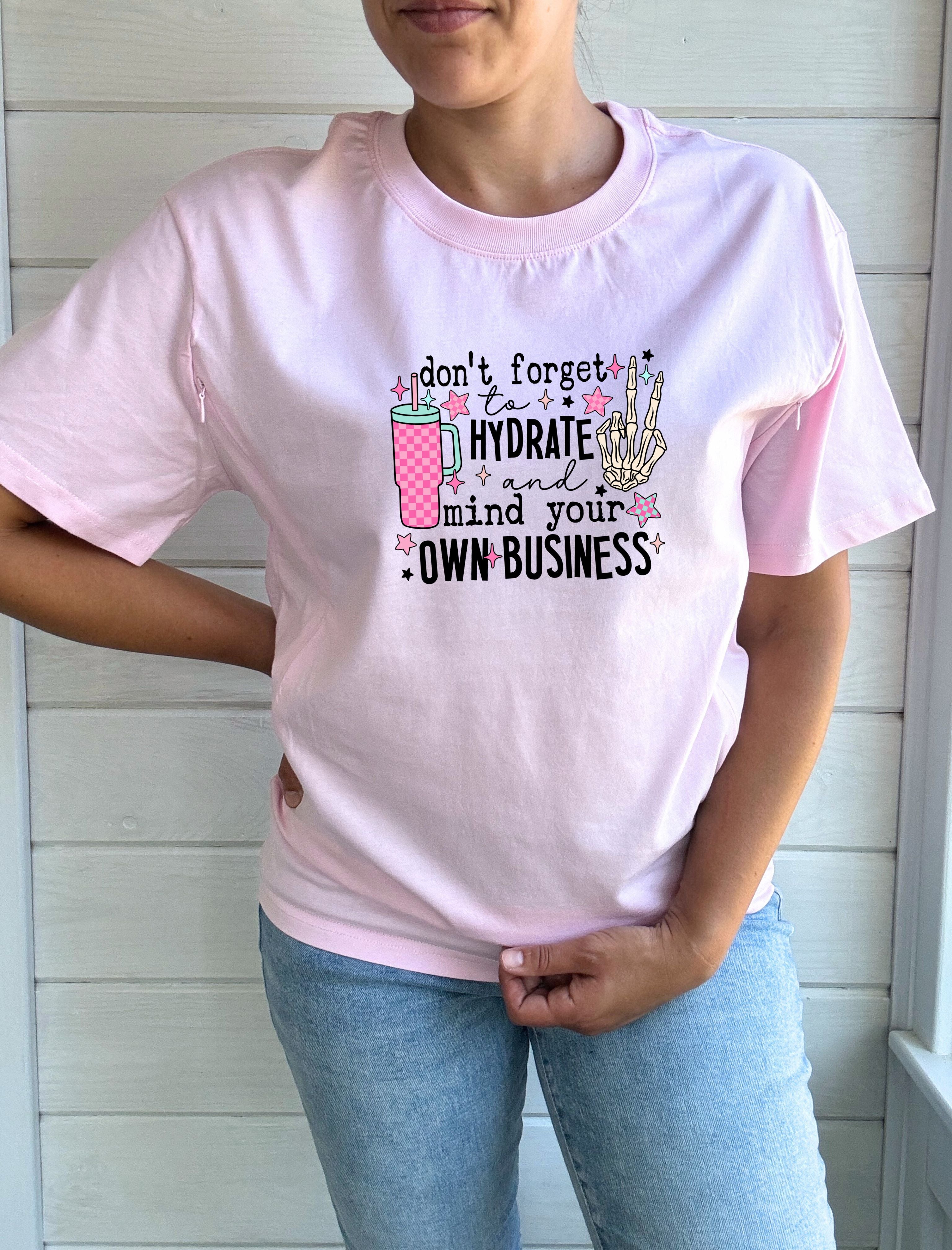 Hydrate &amp; Mind Your Business Solid Comfort Tee