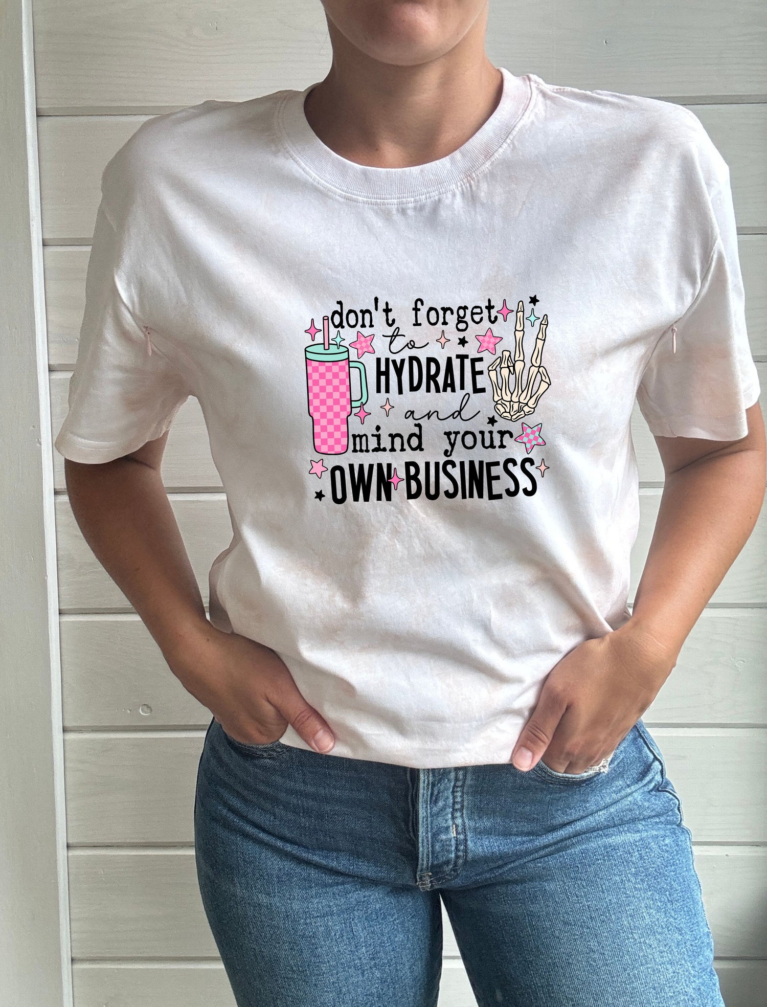 Hydrate &amp; Mind Your Business Tie-Dye Comfort Tee