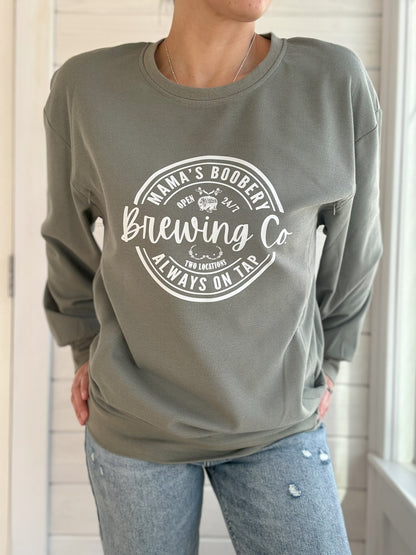 Mama Boobery Brewing Co. Waffle Knit Crewneck