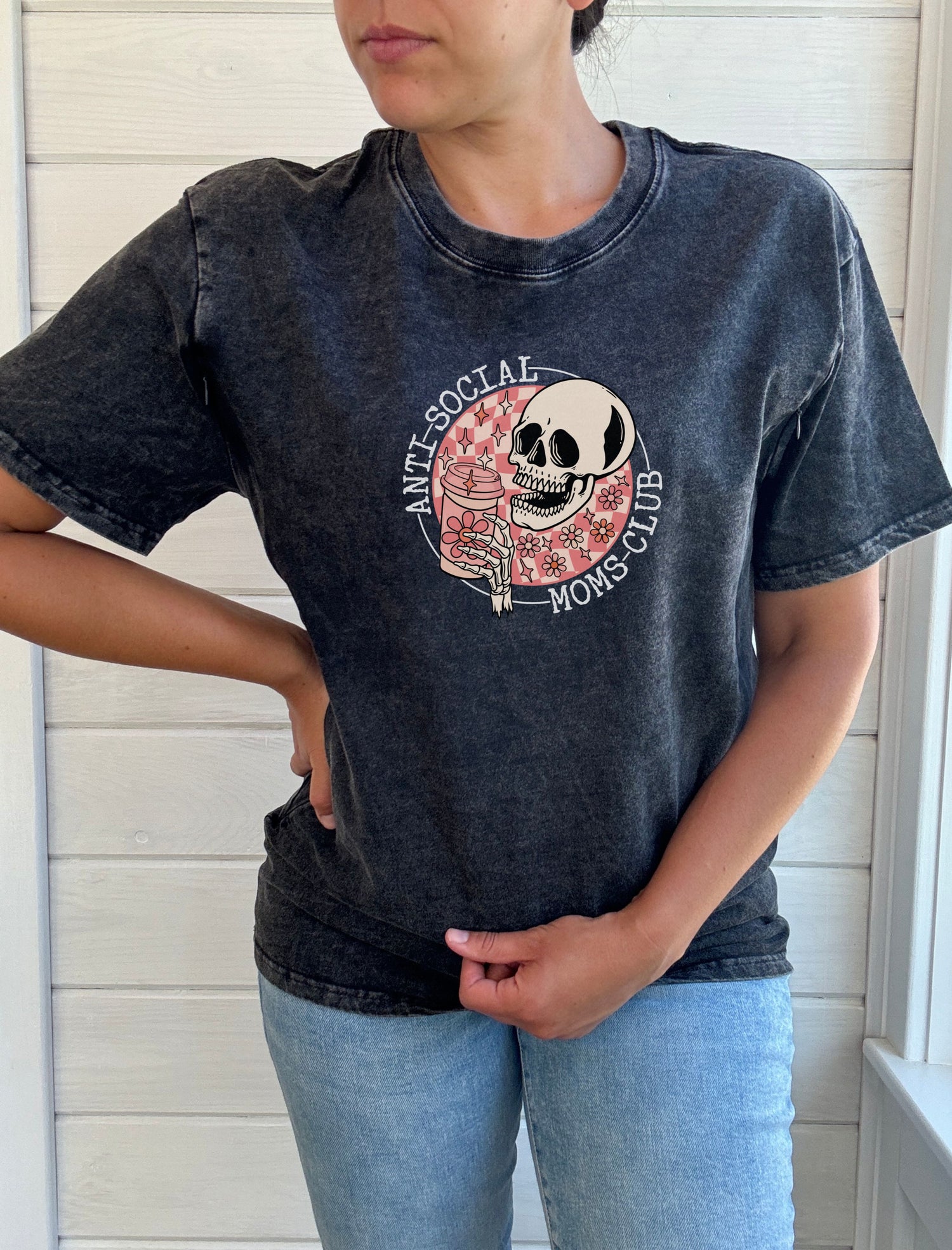 Anti-Social Moms Club Acid Wash T-Shirt