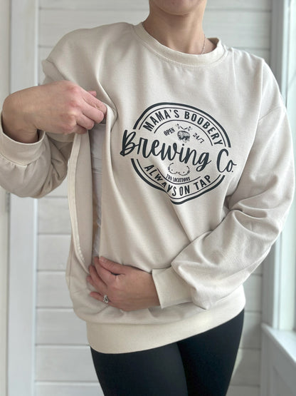 Mama Boobery Brewing Co. Waffle Knit Crewneck