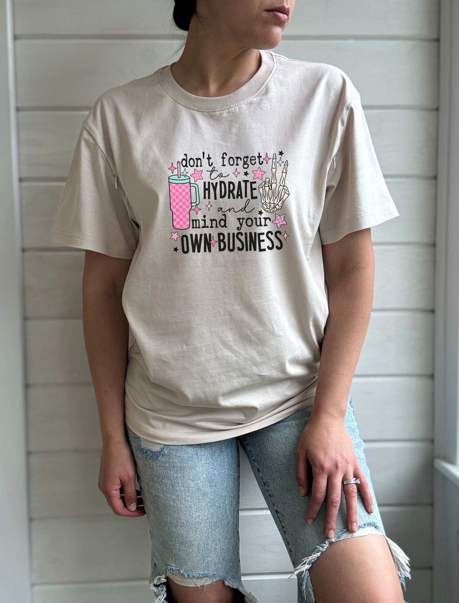 Hydrate &amp; Mind Your Business Solid Comfort Tee