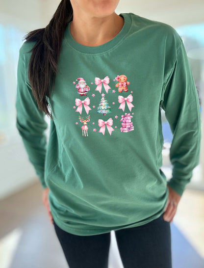 Pink Bow Coquette Long Sleeve Comfort Tee