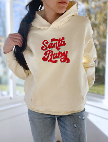 Santa Baby Chenille Patch Hooded Sweatshirt