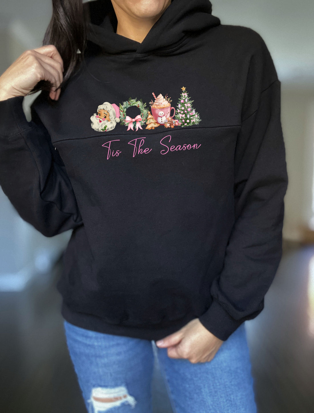 Tis The Season Pink Hooded Sweatshirt