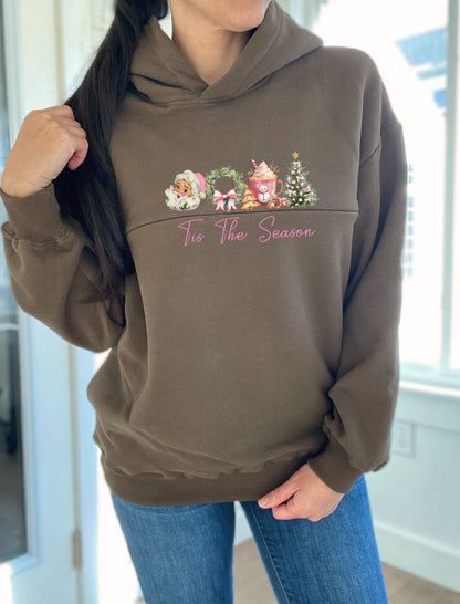 Tis The Season Pink Hooded Sweatshirt