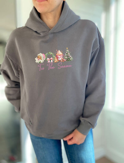 Tis The Season Pink Hooded Sweatshirt