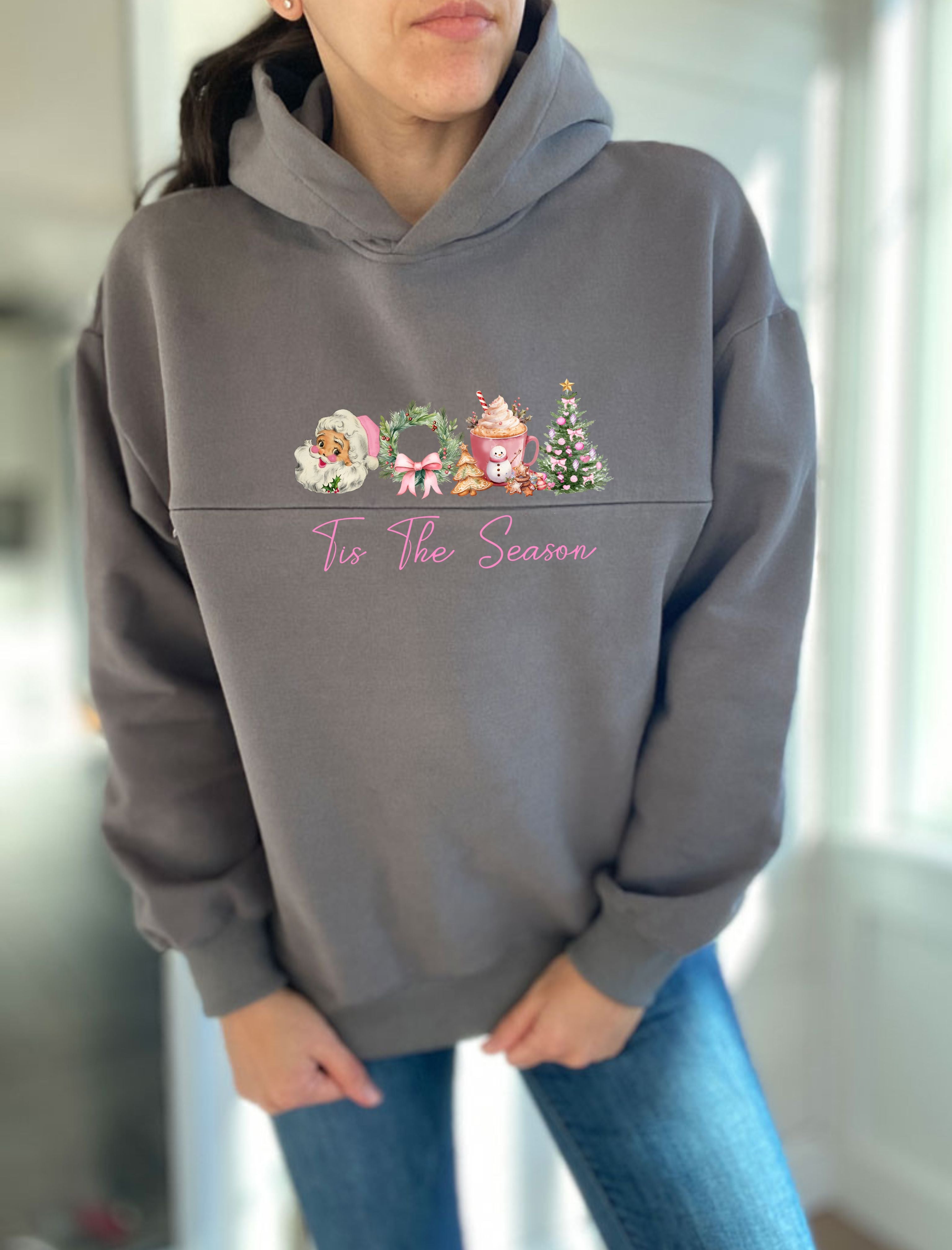 Tis The Season Pink Hooded Sweatshirt