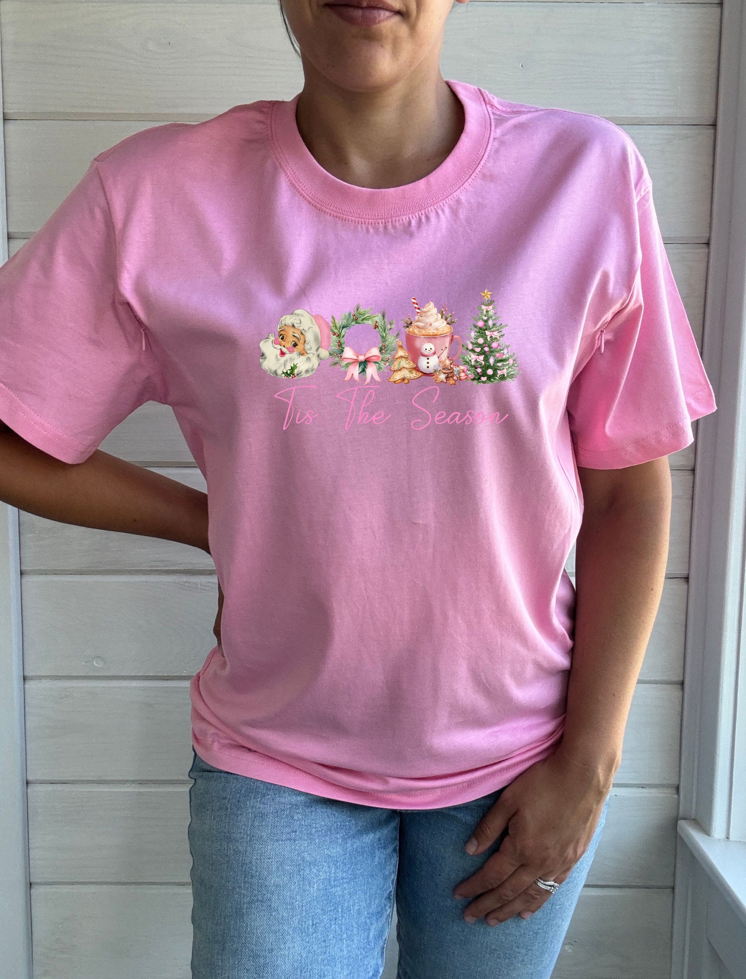 Tis The Season Pink Solid Comfort Tee