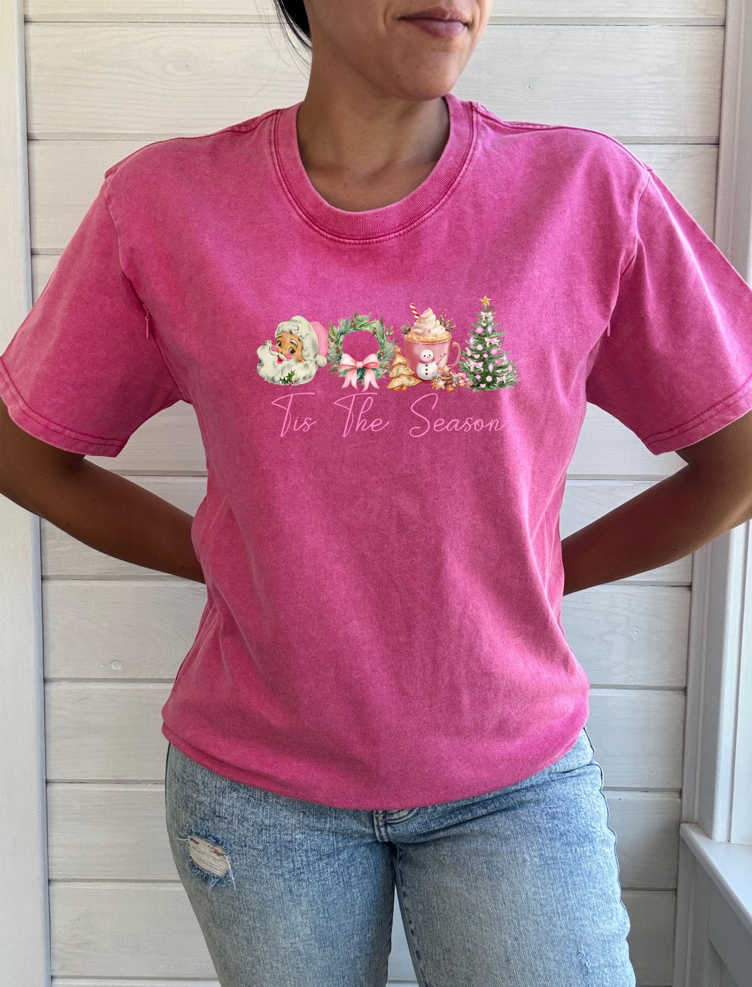 Tis The Season Pink Solid Comfort Tee