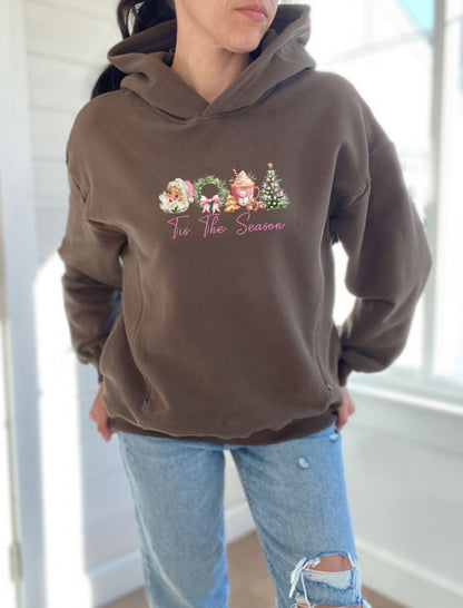 Tis The Season Pink Hooded Sweatshirt