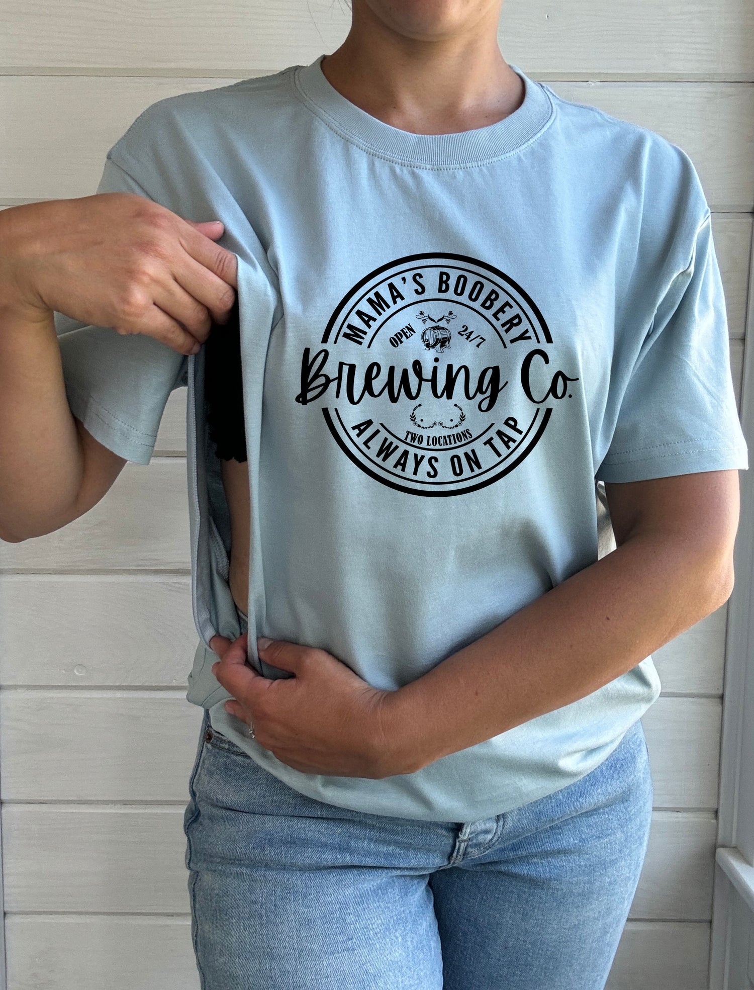 Mama Boobery Brewing Co. Solid Comfort Nursing Friendly T-Shirt