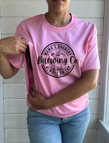 Mama Boobery Brewing Co. Solid Comfort Nursing Friendly T-Shirt